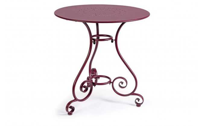 Bordowy okragły metalowy stolik prowansalski śr. 70 ETIENNE bizzotto