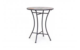 Okragły stolik śr. 60 cm z blatem wielokolorowym ceramicznym PALOMA bizotyo