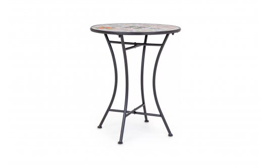 Okragły stolik śr. 60 cm z blatem wielokolorowym ceramicznym PALOMA bizotyo Okragły stolik śr. 60 cm z blatem wielokolorowym ceramicznym PALOMA bizotyo