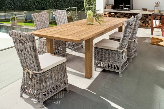 Rozkładany stół z drewna teak recykling 180-250 BOUNTY bizzotto