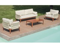 BANDOL zestaw wypoczynkowy ogrodowy aluminium lina beżowa czerwony