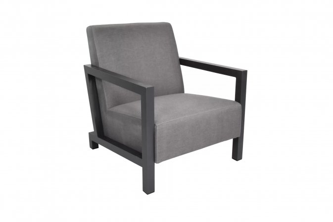 Fotel na tarasa aluminiowy gruba poduszka szary VERONA