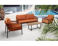 Stylowy zestaw ogrodowy OSAKA Lesli Living - aluminium antracyt, rope pomarańczowa 5 mm, poduszki olefin 