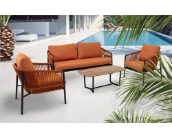 Stylowy zestaw ogrodowy OSAKA Lesli Living - aluminium antracyt, rope pomarańczowa 5 mm, poduszki olefin 