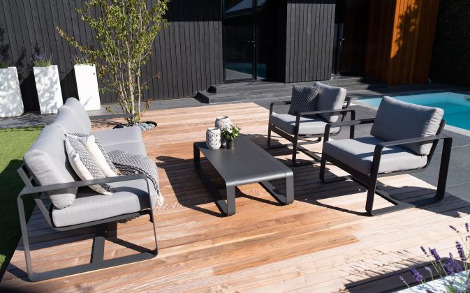 Meble ogrodowe aluminiowe ciemnoszare BELEZZA