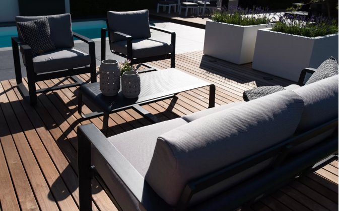 Meble ogrodowe aluminiowe ciemnoszare BELEZZA 