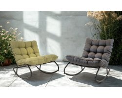 Bujany fotel ogrodowy ZENZO z poduszką pikowana SZARY