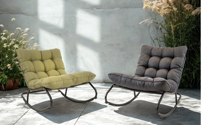 Bujany fotel ogrodowy ZENZO z poduszką pikowana SZARY