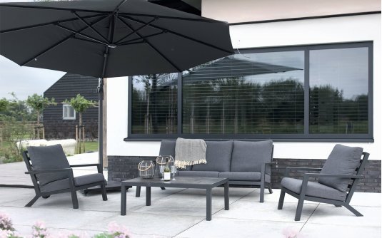 Aluminiowy zestaw wyoczynkowy ogrodowy antracyt DOWN TOWN na nowoczesny taras