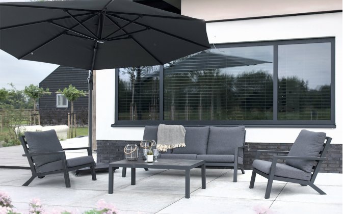 Aluminiowy zestaw wyoczynkowy ogrodowy antracyt DOWN TOWN na nowoczesny taras