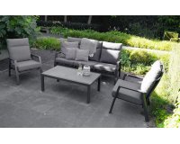 Komplet wypoczynkowy z pochylanymi oparciami aluminiowy ciemnoszary ze stolikiem ceramicznym OHIO