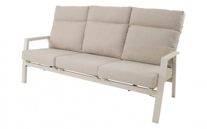 Sofa ogrodowa 3-osoboowa jasnobeżowa OHIO pochylane oparcia