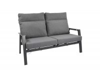Sofa ogrodowa 2-osobowa z pochylanymi oparciami aluminiowa ciemnoszara OHIO