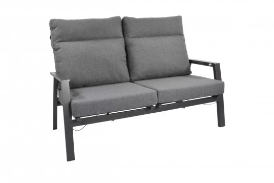 Sofa ogrodowa 2-osobowa z pochylanymi oparciami aluminiowa ciemnoszara OHIO