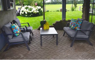 Meble wypoczynkowe ogrodowe na taras aluminiowe antracyt MARAH