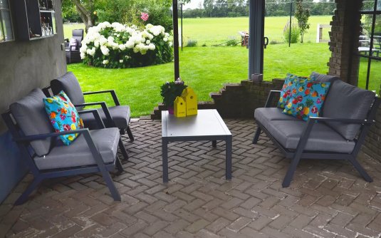 Meble wypoczynkowe ogrodowe na taras aluminiowe antracyt MARAH