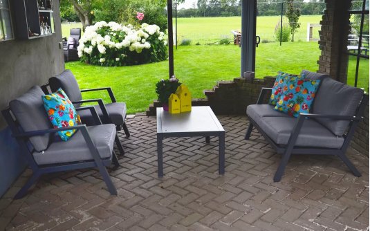 Meble wypoczynkowe ogrodowe na taras aluminiowe antracyt MARAH