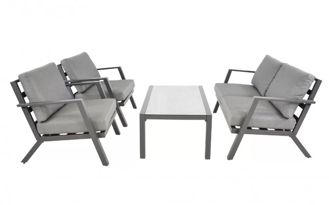 Meble wypoczynkowe ogrodowe na taras aluminiowe antracyt MARAH