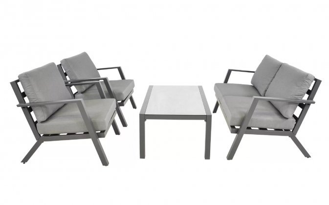 Meble wypoczynkowe ogrodowe na taras aluminiowe antracyt MARAH