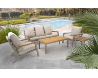 DONNAN Zestaw wypoczynkowy ogrodowy z sofą 3‑osobową, 2 fotelami i stolikami, aluminium t