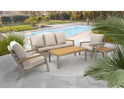 DONNAN Zestaw wypoczynkowy ogrodowy z sofą 3‑osobową, 2 fotelami i stolikami, aluminium t