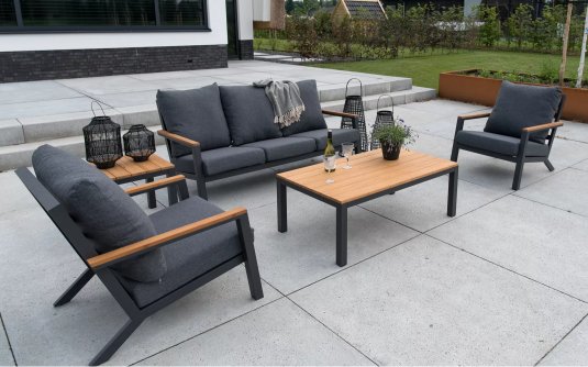 Zestaw wypoczynkowy ogrodowy antracyt bambus DONNAN