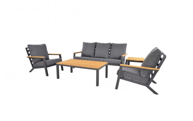 Zestaw wypoczynkowy ogrodowy antracyt bambus DONNAN