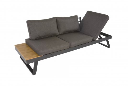 Sofa ogrodowa aluminiowa ciemnoszara kompozyt teak AREZZO