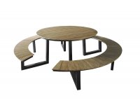 Okrągły zestaw piknikowy aluminiowy kompozyt teak AREZZO