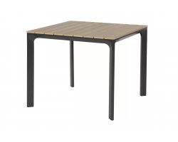Kwadratowy stół ogrodowy aluminium antracyt blat kompozyt teak AREZZO 90x90