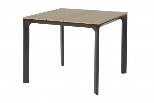 Kwadratowy stół ogrodowy aluminium antracyt blat kompozyt teak AREZZO 90x90