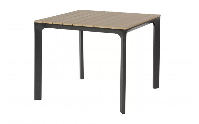 Kwadratowy stół ogrodowy aluminium antracyt blat kompozyt teak AREZZO 90x90