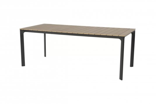 Prostokątny stół ogrodowy aluminiowy antracyt blat kompozyt teak 200x90 AREZZO