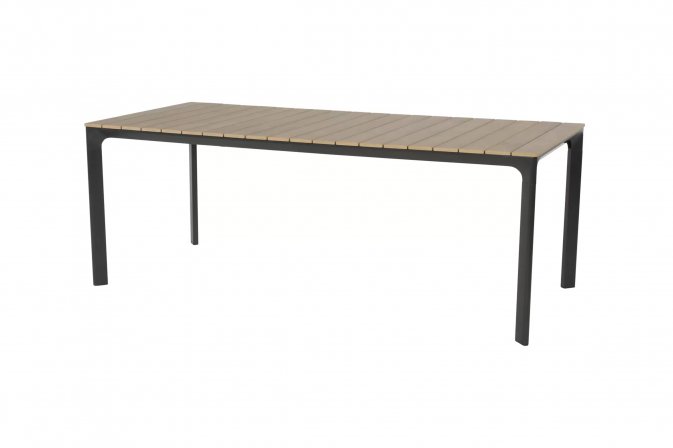 Prostokątny stół ogrodowy aluminiowy antracyt blat kompozyt teak 200x90 AREZZO