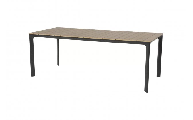 Prostokątny stół ogrodowy aluminiowy antracyt blat kompozyt teak 200x90 AREZZO