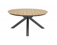 Okrągły stół ogrodowy aluminiowy antracyt blat kompozyt teak śr. 150 AREZZO