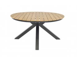 Okrągły stół ogrodowy aluminiowy antracyt blat kompozyt teak śr. 150 AREZZO