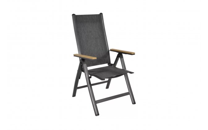 Fotel pozycyjny aluminiowy ciemnoszary tekstylina Olefin AREZZO