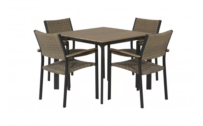 Zestaw obiadowy dla 4 osób aluminium kompozyt i technorattan AREZZO 90x90