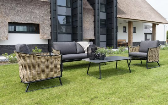 Zestaw wypoiczynkowy z technorattanu kolor naturalny SOLAMENTE 