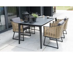 Zestaw stołowy na taras aluminiowo-technorattanowy kolor naturalny SOLAMENTE