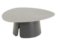 Stolik kawowy ALVA Lesli Living kształ trójkątny zaokraglony aluminium antracyt, blat ceramiczny