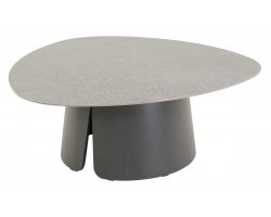 Stolik kawowy ALVA Lesli Living kształ trójkątny zaokraglony aluminium antracyt, blat ceramiczny