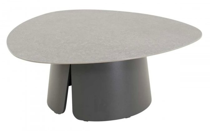 Stolik kawowy ALVA Lesli Living kształ trójkątny zaokraglony aluminium antracyt, blat ceramiczny