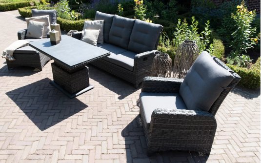 Komplet na taras technorattanowy z pochylanymi oparciami antracyt SOHO FORTE