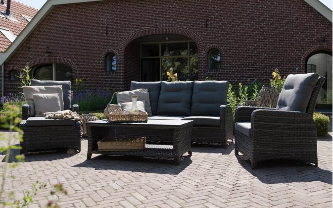 Komplet ogrodowy technorattanowy z pochylanymi oparciami antracyt SOHO FORTE