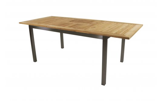 Stół ogroodwy rozkłądany Stal nierdzewna blat teak MARMARIS 152-210