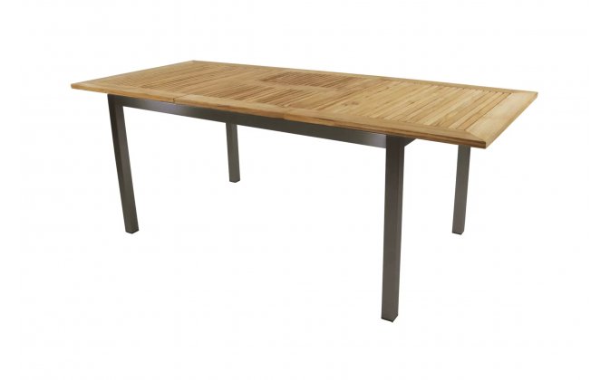 Stół ogroodwy rozkłądany Stal nierdzewna blat teak MARMARIS 152-210
