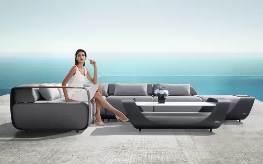 Luksusowy narożnik ogrodowy aluminiowy ONDA Higold czarny