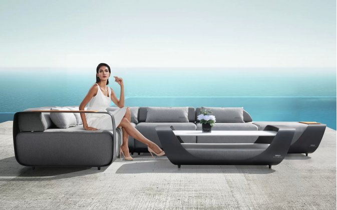 Luksusowy narożnik ogrodowy aluminiowy ONDA Higold czarny